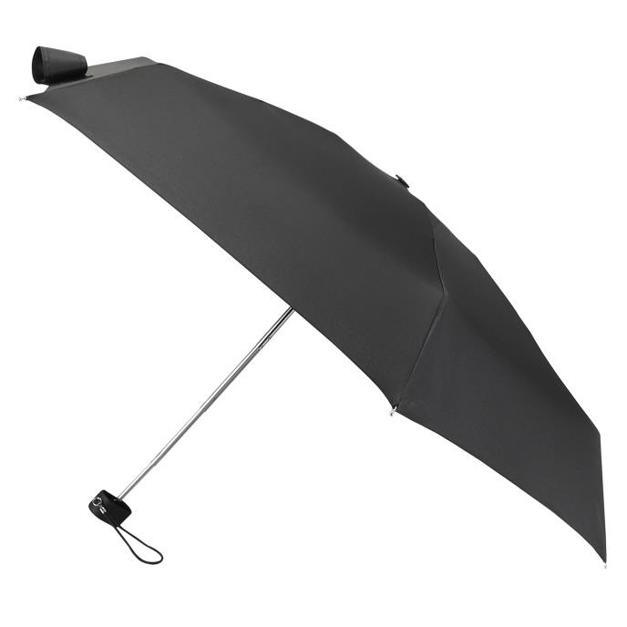 totes® Compact Flat Plain Black Umbrella (5 Section)